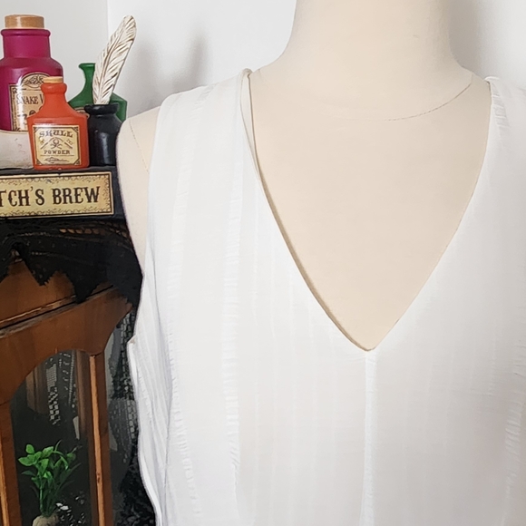 1. State White Sheer Blouse, Striped, Ruffle - Picture 5 of 6